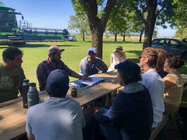 Team meeting on the farm